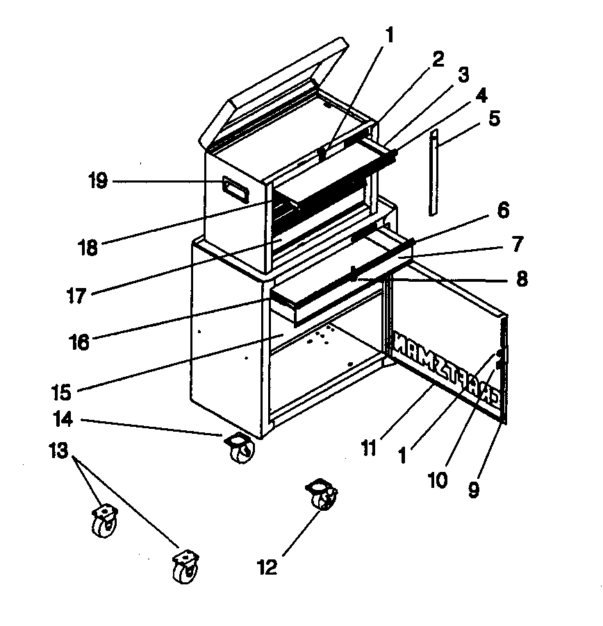 Tool Box Diagram and Parts List for 706657782  Craftsman Tool Stand & Cart