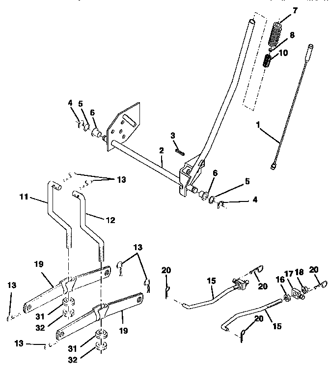 Lift Diagram and Parts List for 917257572  Craftsman Lawn Tractor