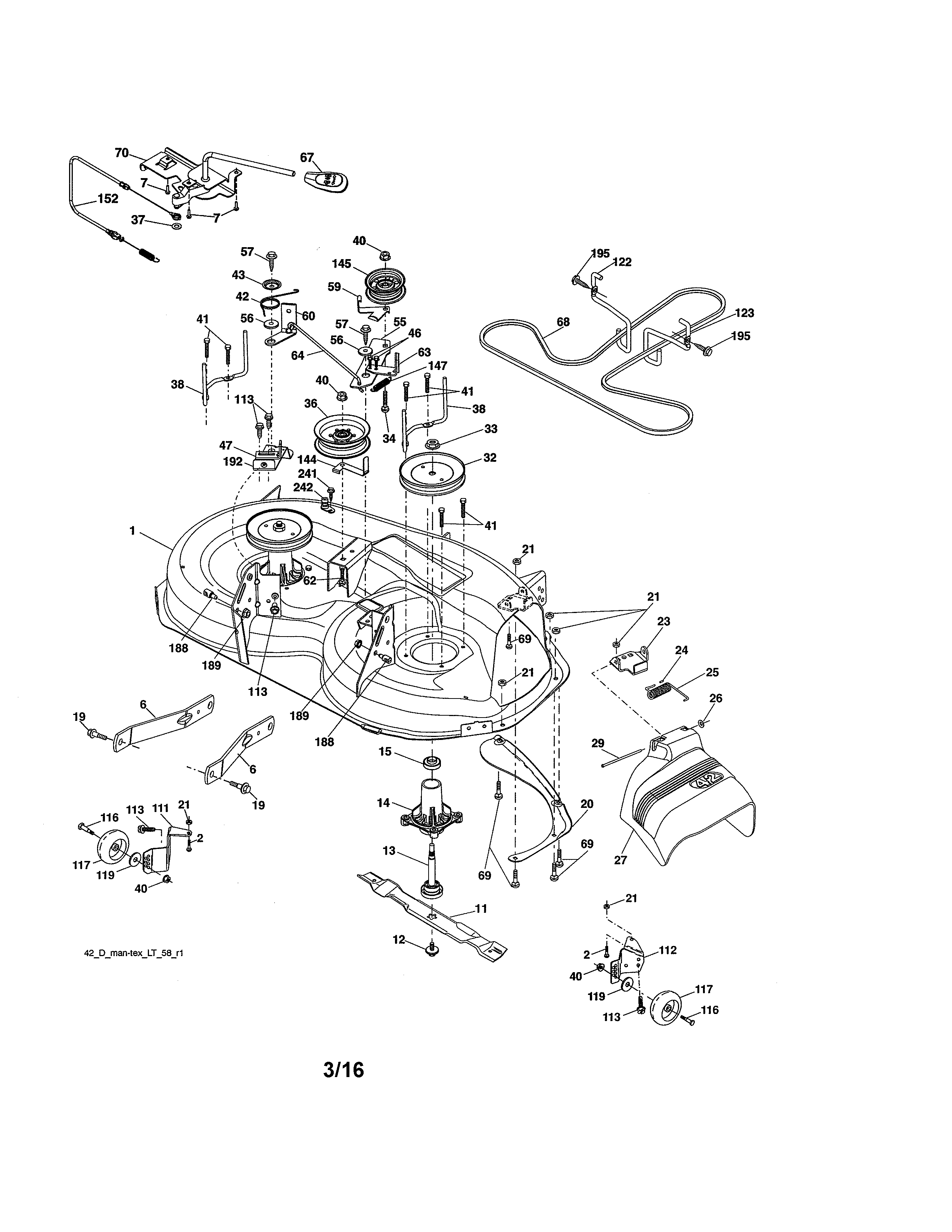 Mower Deck Diagram and Parts List for 917250820  Craftsman Lawn Tractor