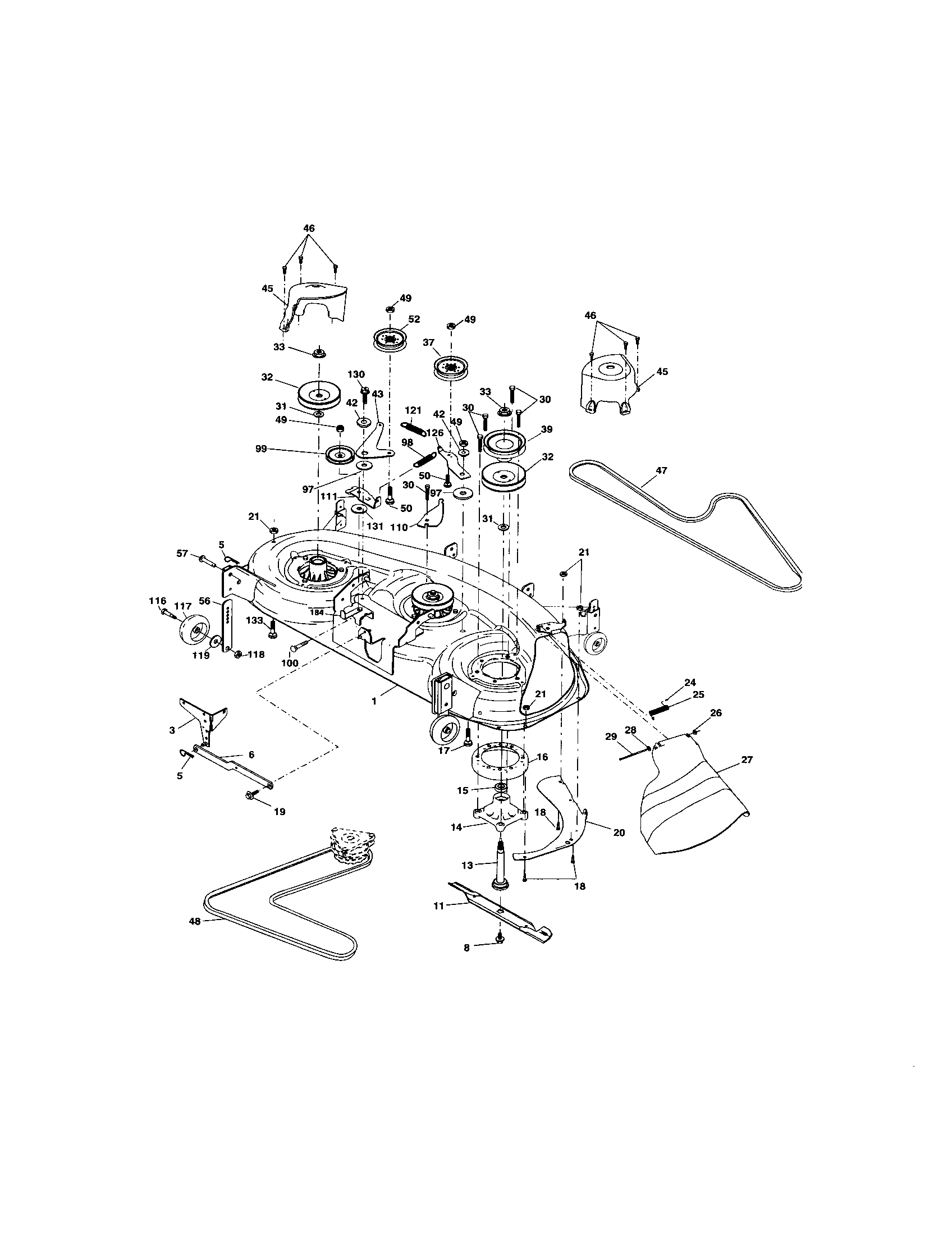 Mower Deck Diagram and Parts List for 917276013  Craftsman Lawn Tractor