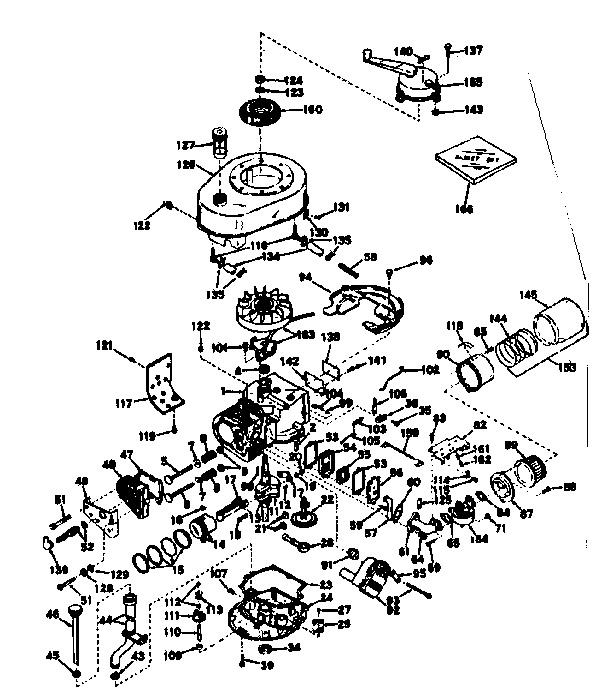 Basic Engine Diagram and Parts List for 143226222  Craftsman Engine