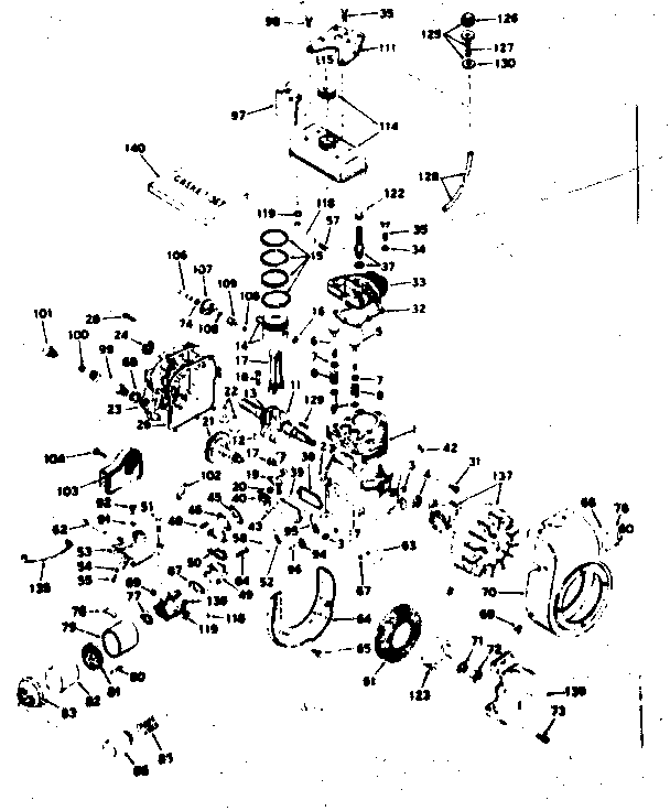 Basic Engine Diagram and Parts List for 143594032  Craftsman Engine
