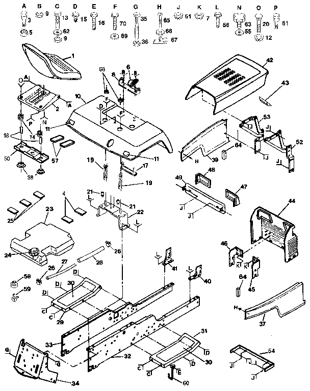 Chassis And Enclosures Diagram and Parts List for 917255961  Craftsman Lawn Tractor