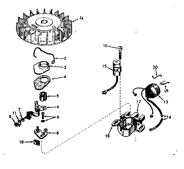 Magneto No. 610690a Diagram and Parts List for 143161192  Craftsman Engine