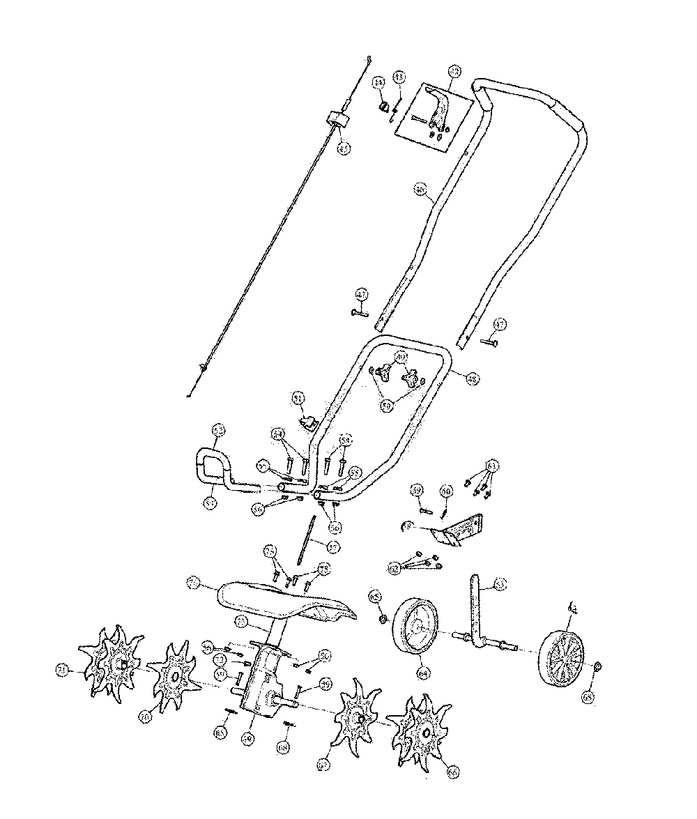General assembly Diagram and Parts List for CMXGVAMKC29C  Craftsman Cultivator