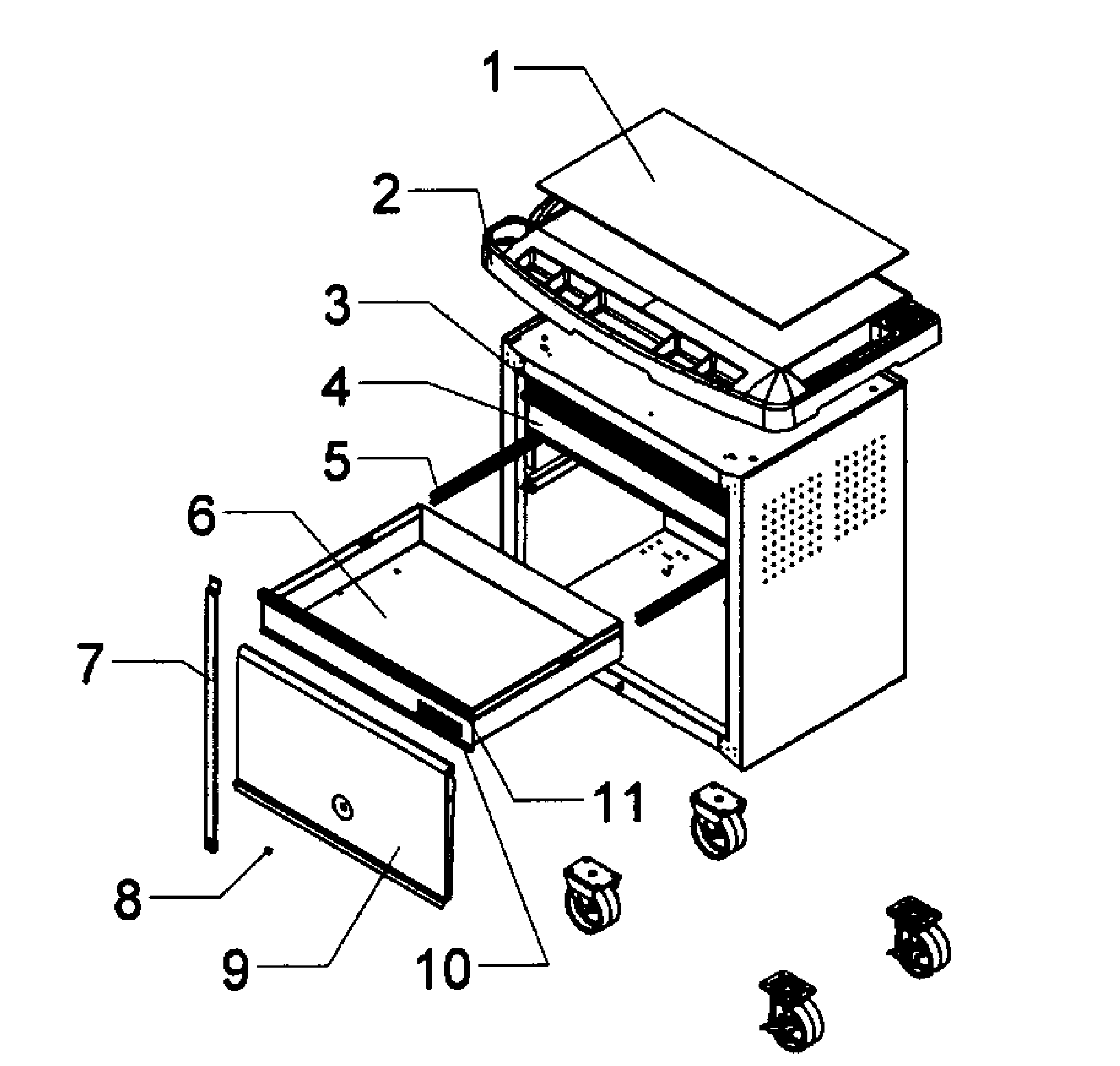 Box Assy Diagram and Parts List for 706407610  Craftsman Tool Stand & Cart