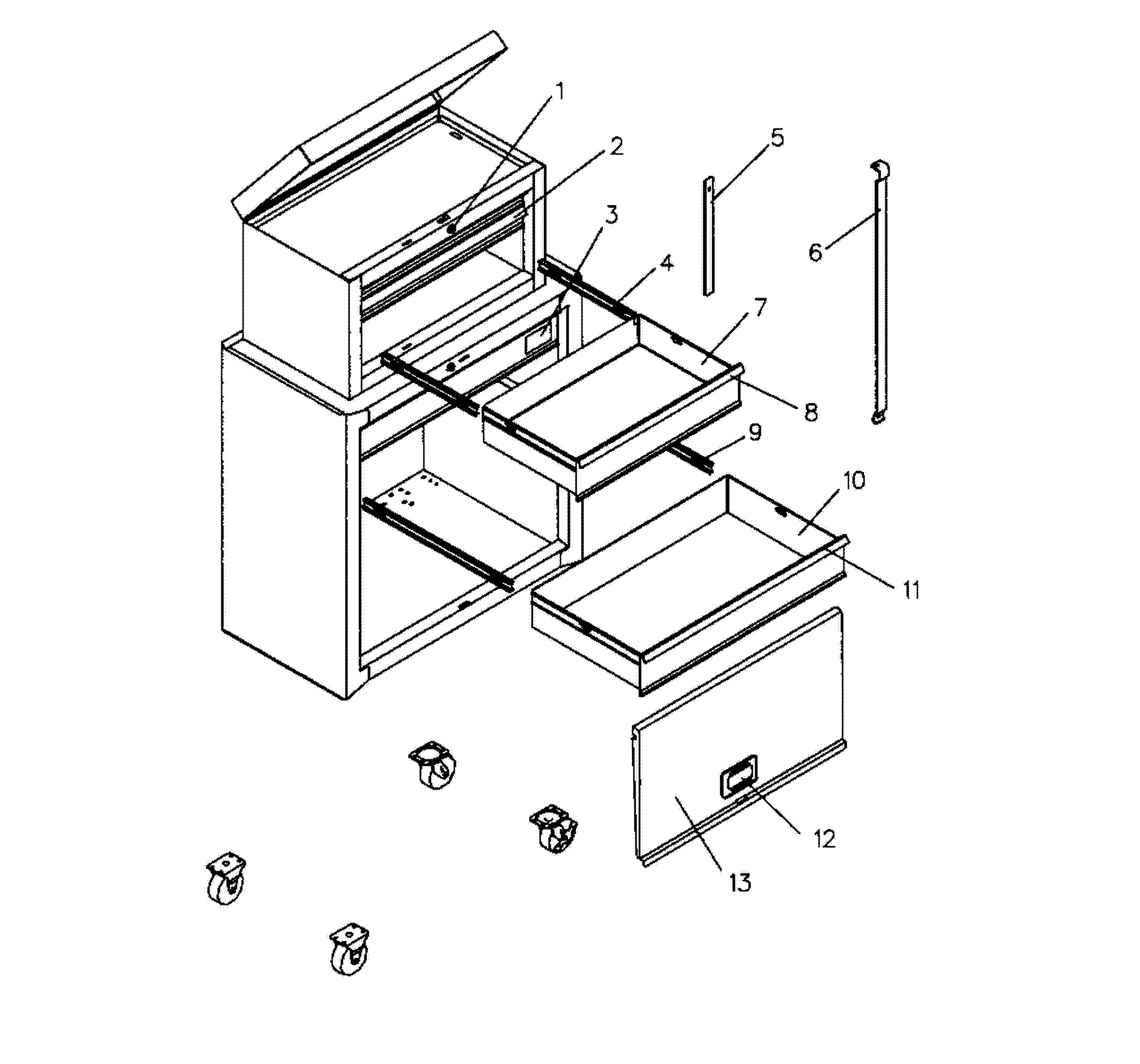 Tool Chest Diagram and Parts List for 706811591  Craftsman Tool Stand & Cart