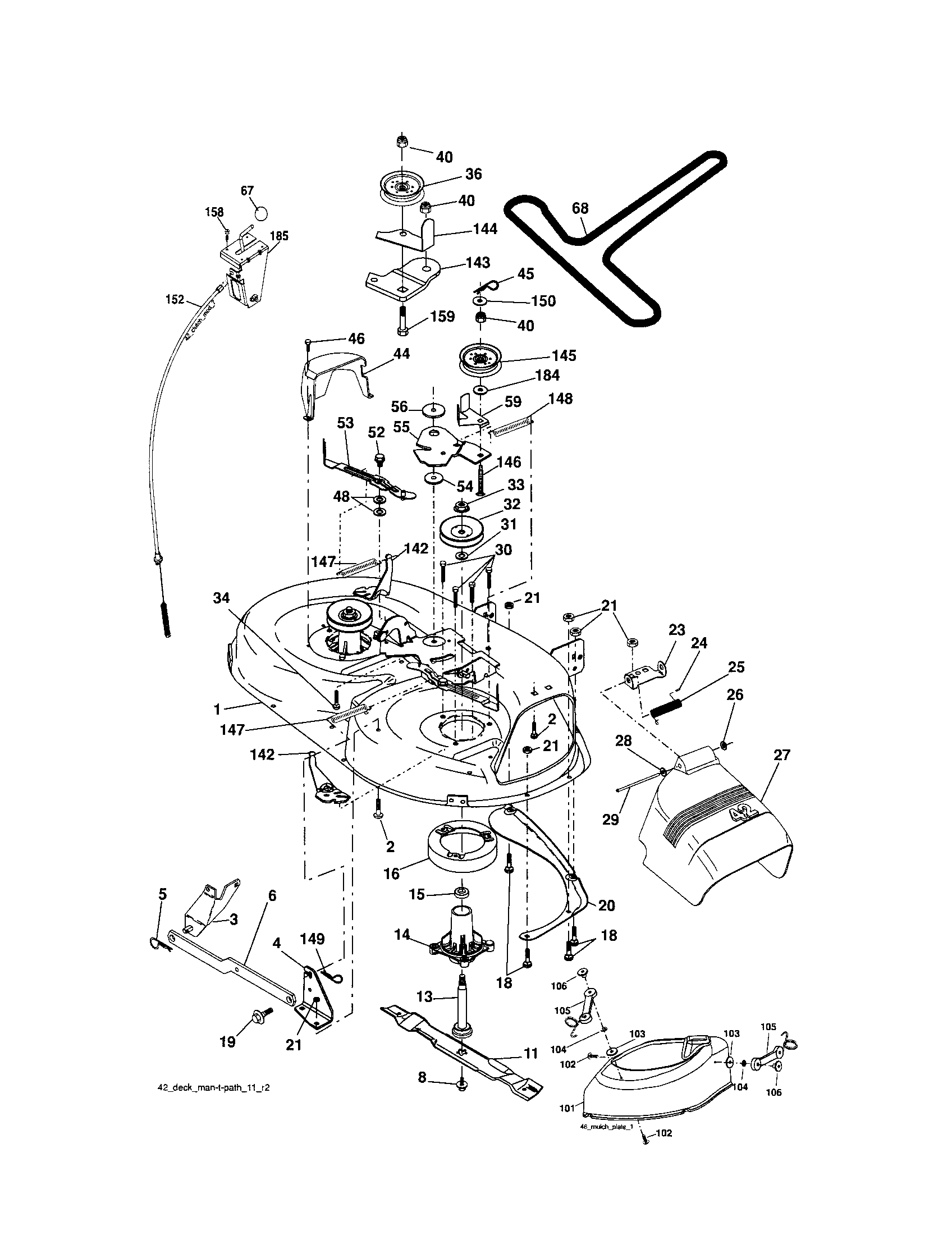 Mower Deck Diagram and Parts List for 917253280  Craftsman Lawn Tractor