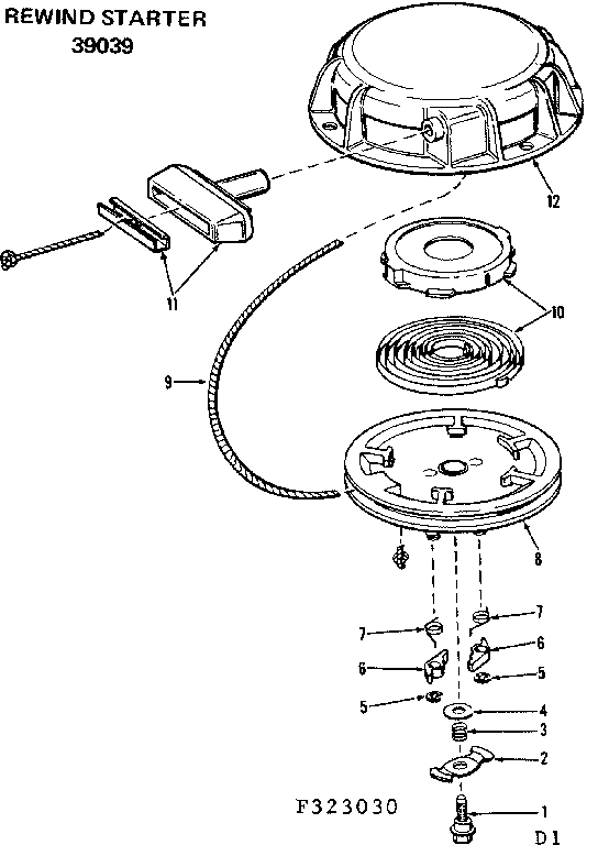 Rewind Starter Diagram and Parts List for 580323030  Craftsman Engine
