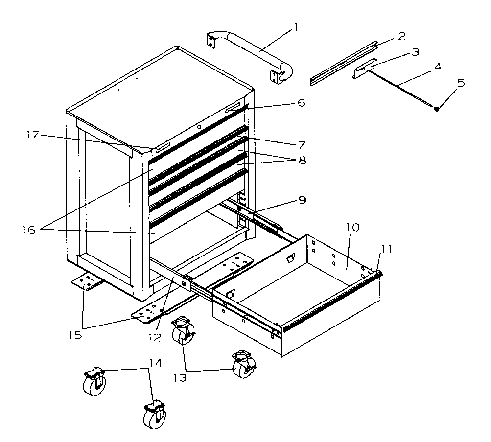 Chest Diagram and Parts List for 706618800  Craftsman Tool Stand & Cart