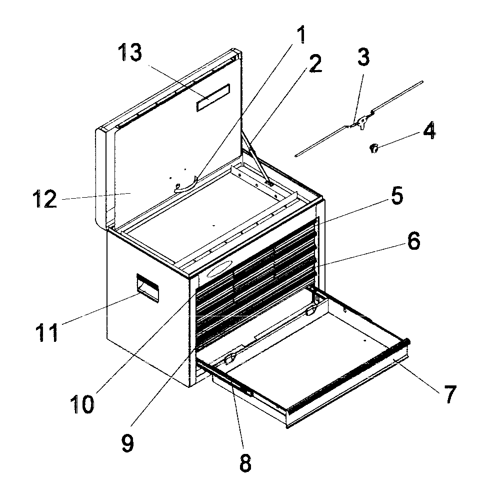 Chest Diagram and Parts List for 706653523  Craftsman Tool Stand & Cart