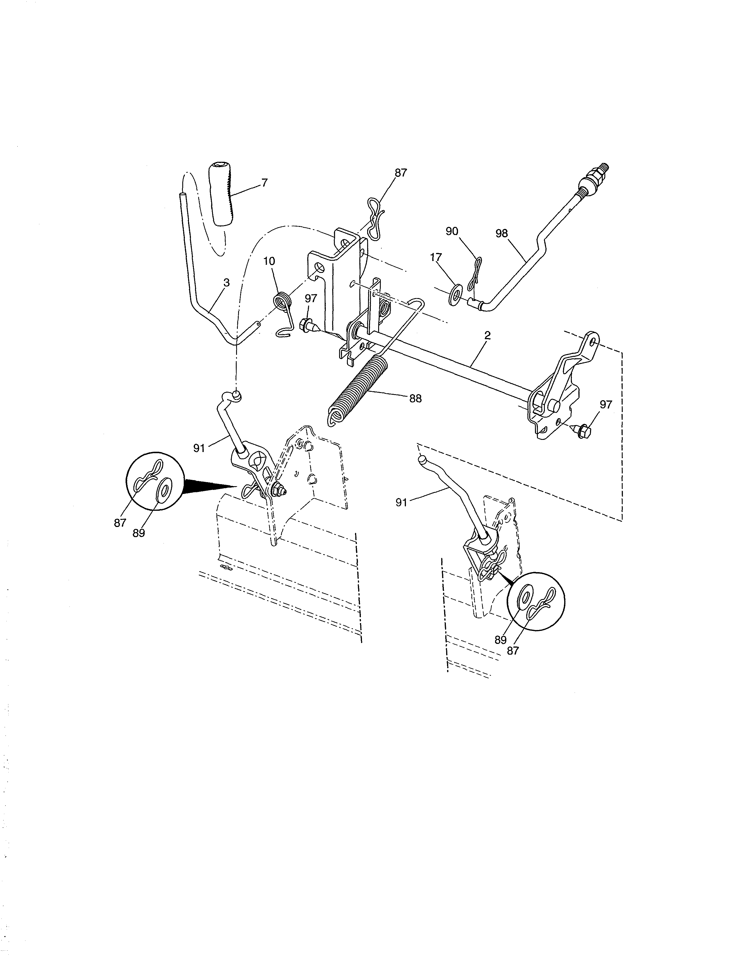 Lift Diagram and Parts List for 917250820  Craftsman Lawn Tractor