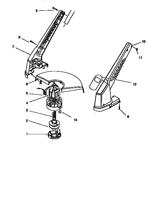 Motor And Housing Assembly Diagram and Parts List for 13674005  Craftsman Trimmer