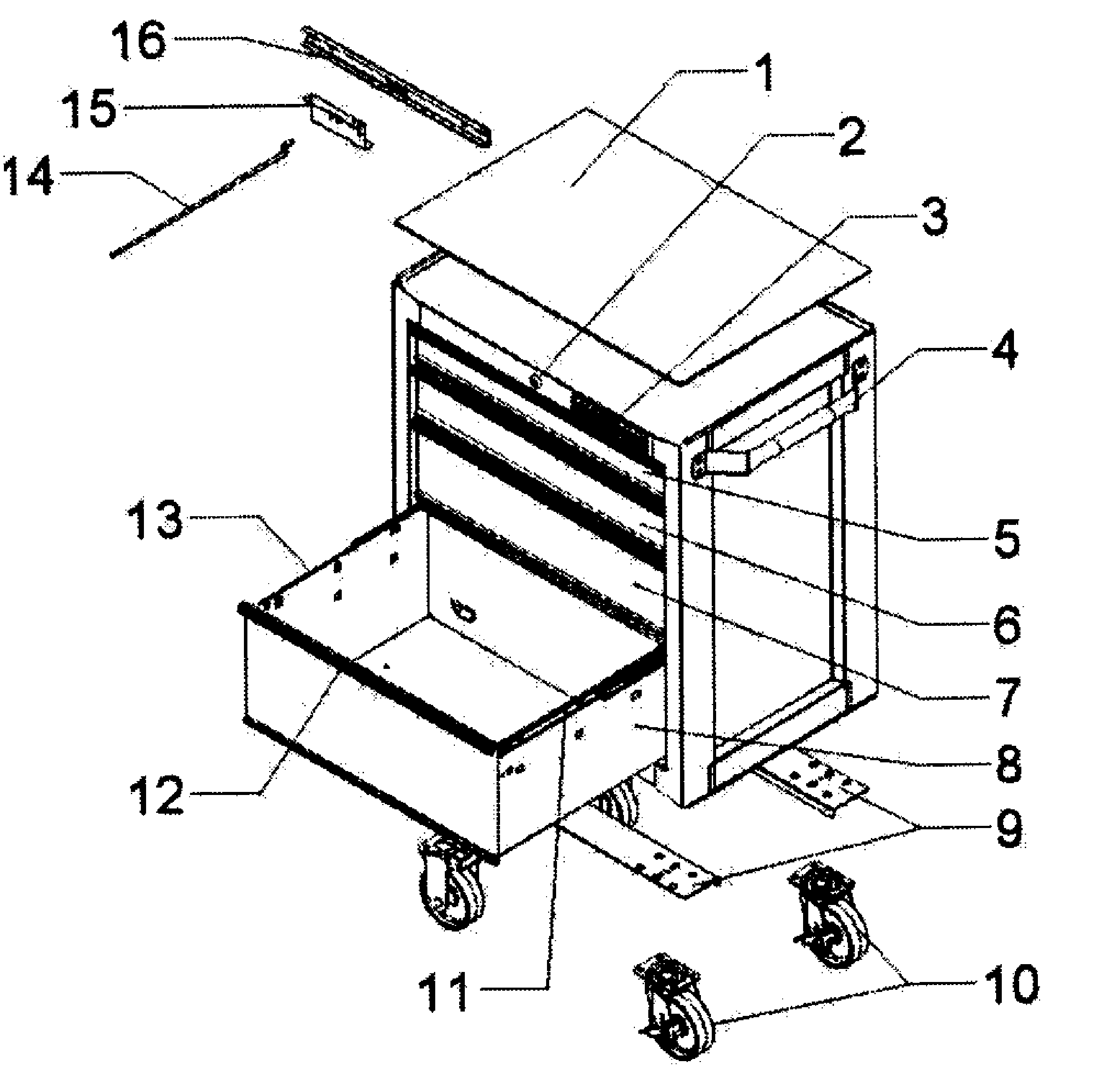 Tool Cart Diagram and Parts List for 70637710  Craftsman Tool Stand & Cart