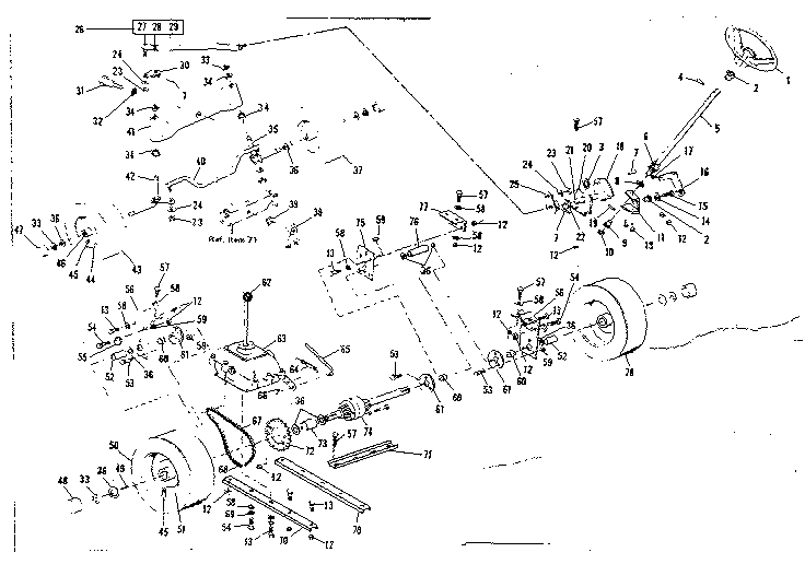 Axle And Drive Assemblies Diagram and Parts List for 564250910  Craftsman Lawn Tractor