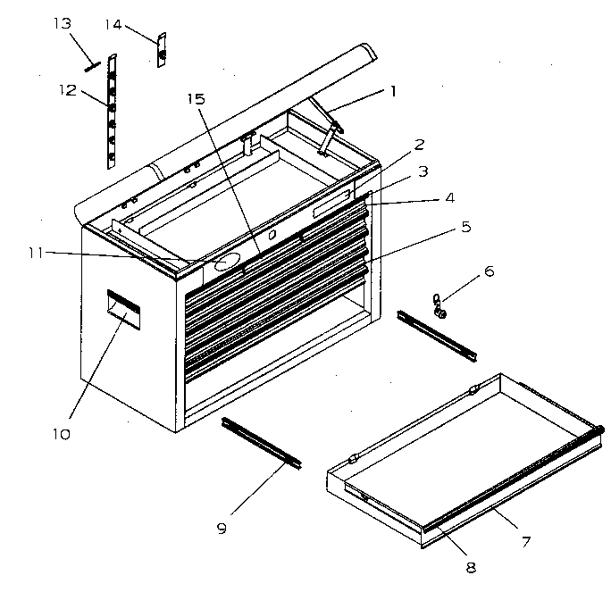Chest Diagram and Parts List for 706657641  Craftsman Tool Stand & Cart