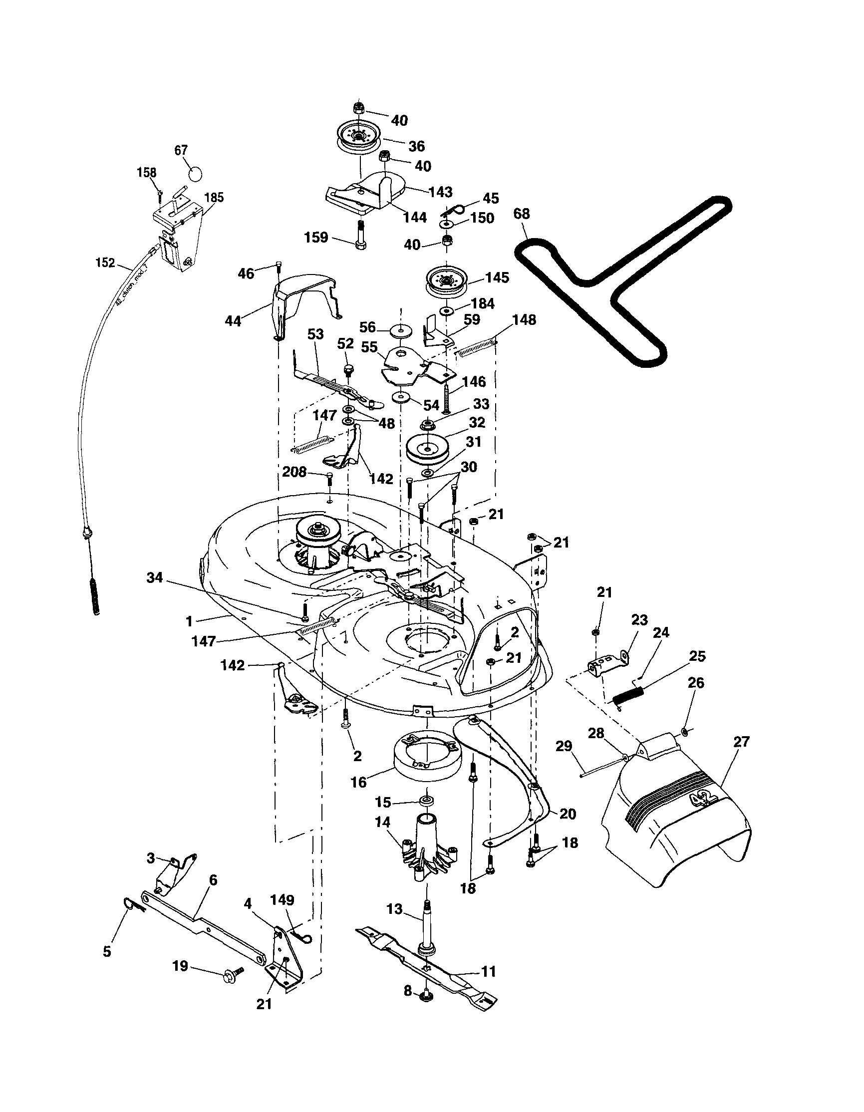 Mower Deck Diagram and Parts List for 917253210  Craftsman Lawn Tractor