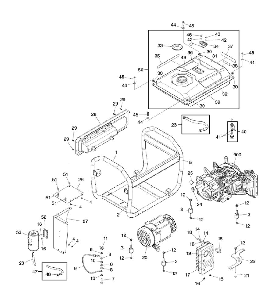 Main Unit Diagram and Parts List for CMXGGAS030730  Craftsman Generator