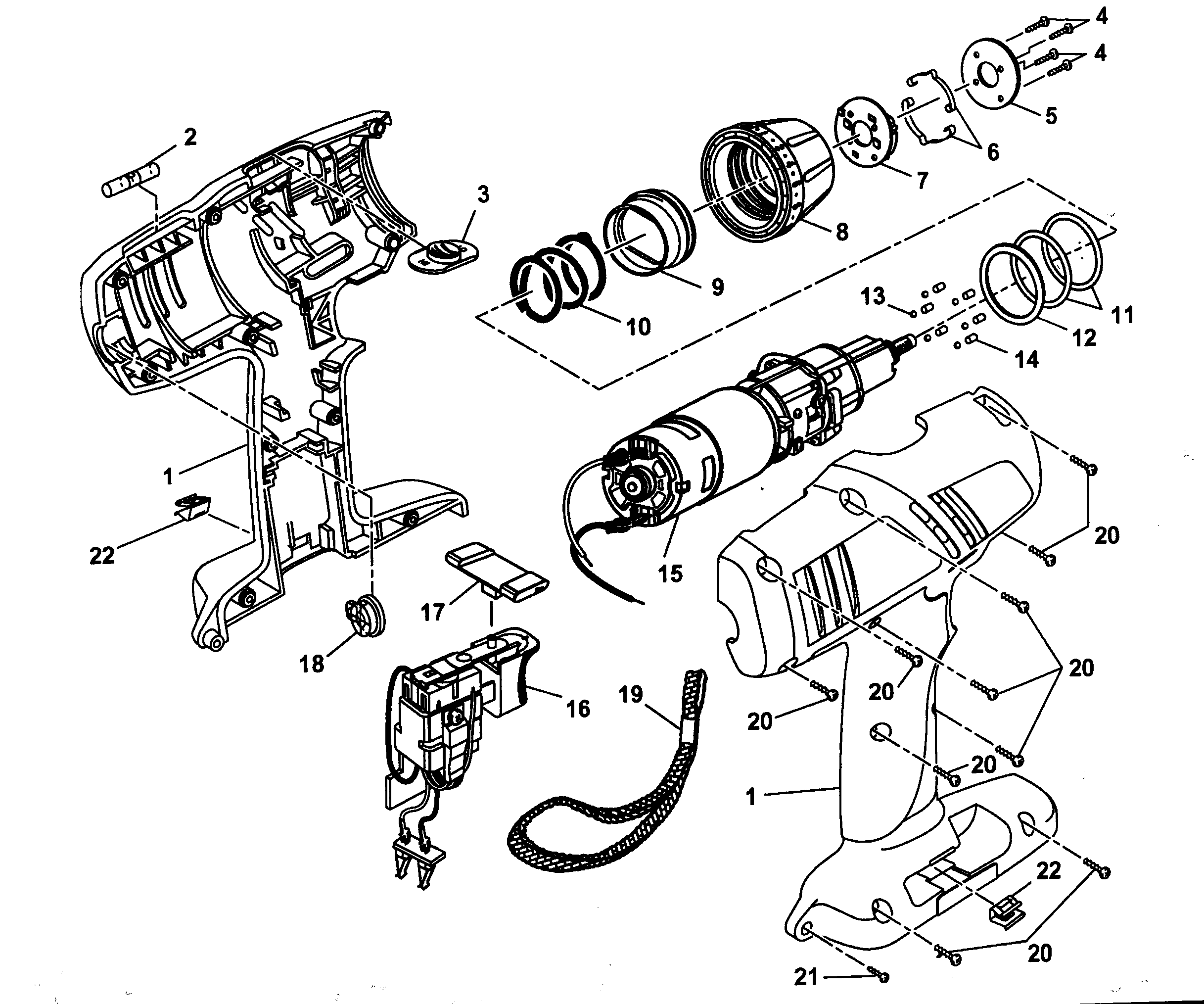 Motor Assy Diagram and Parts List for 973114160  Craftsman Boring Machine