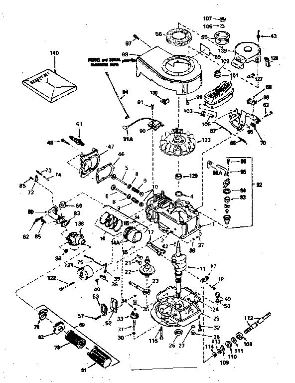 Engine Diagram and Parts List for 143354062  Craftsman Engine