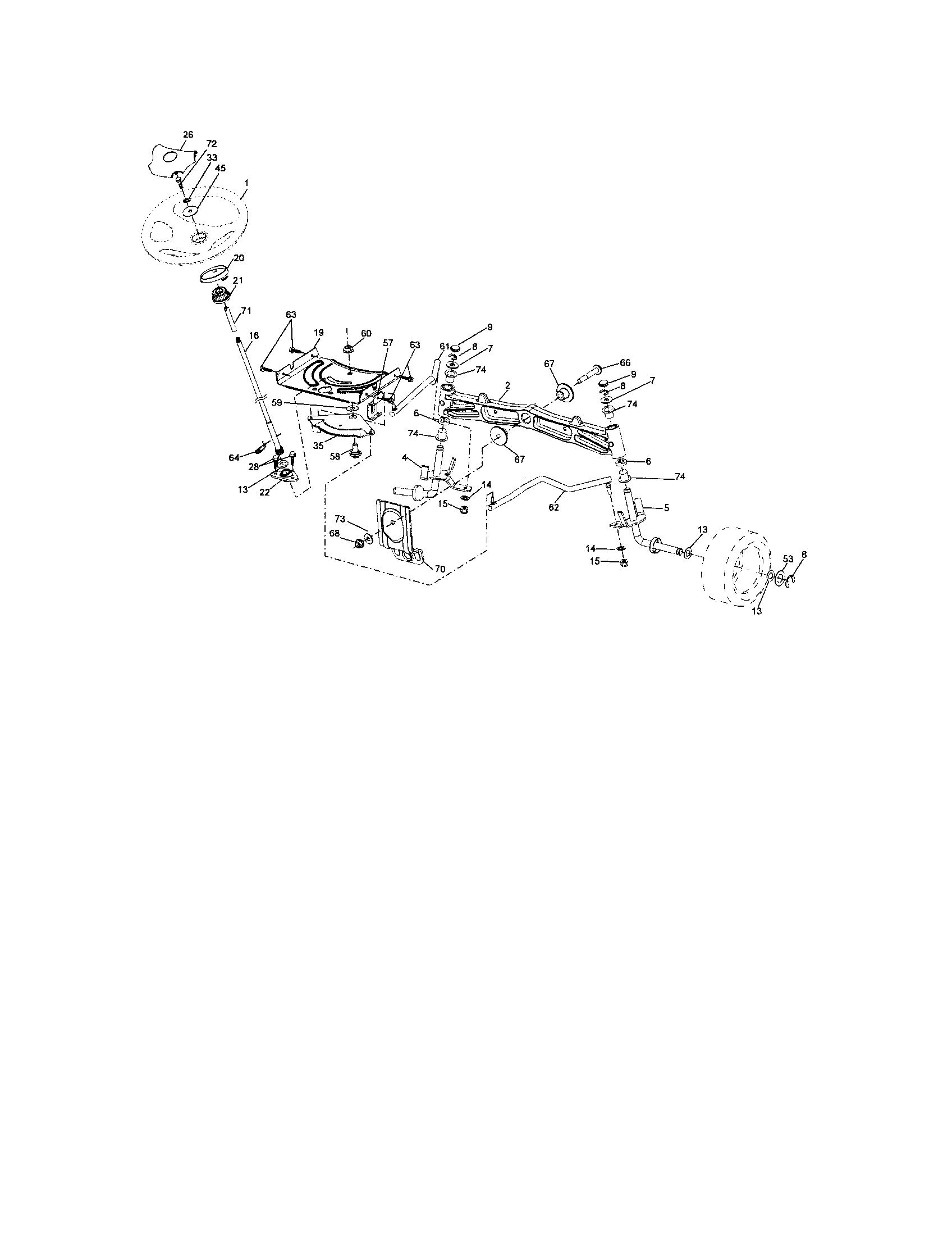 Steering Diagram and Parts List for 917287131  Craftsman Lawn Tractor