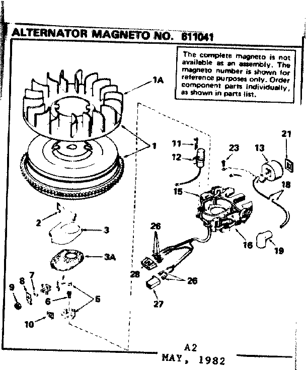Magneto Diagram and Parts List for 143326192  Craftsman Engine