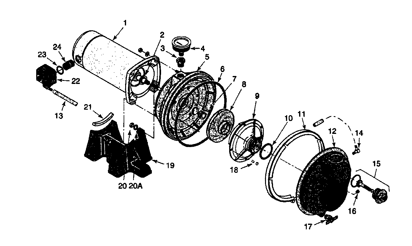 Motor Assy Diagram and Parts List for 3902519  Craftsman Water Pump