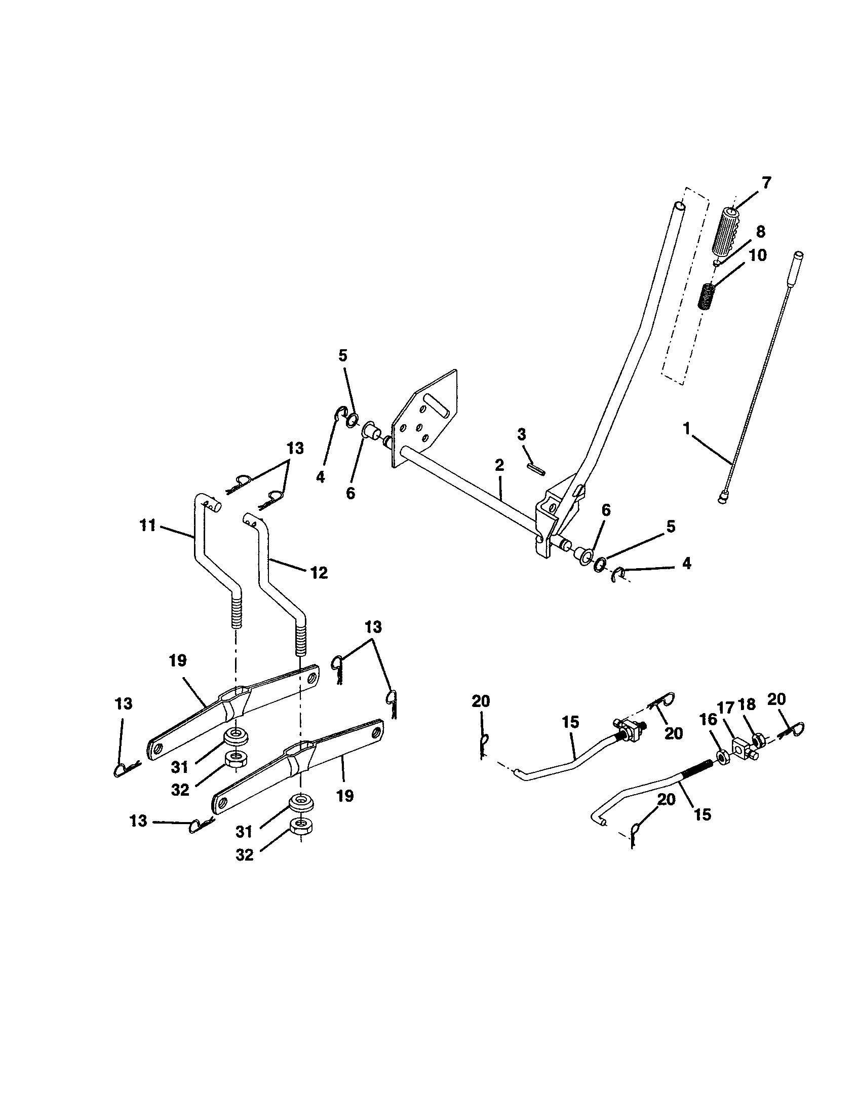 Lift Diagram and Parts List for 917252780  Craftsman Lawn Tractor