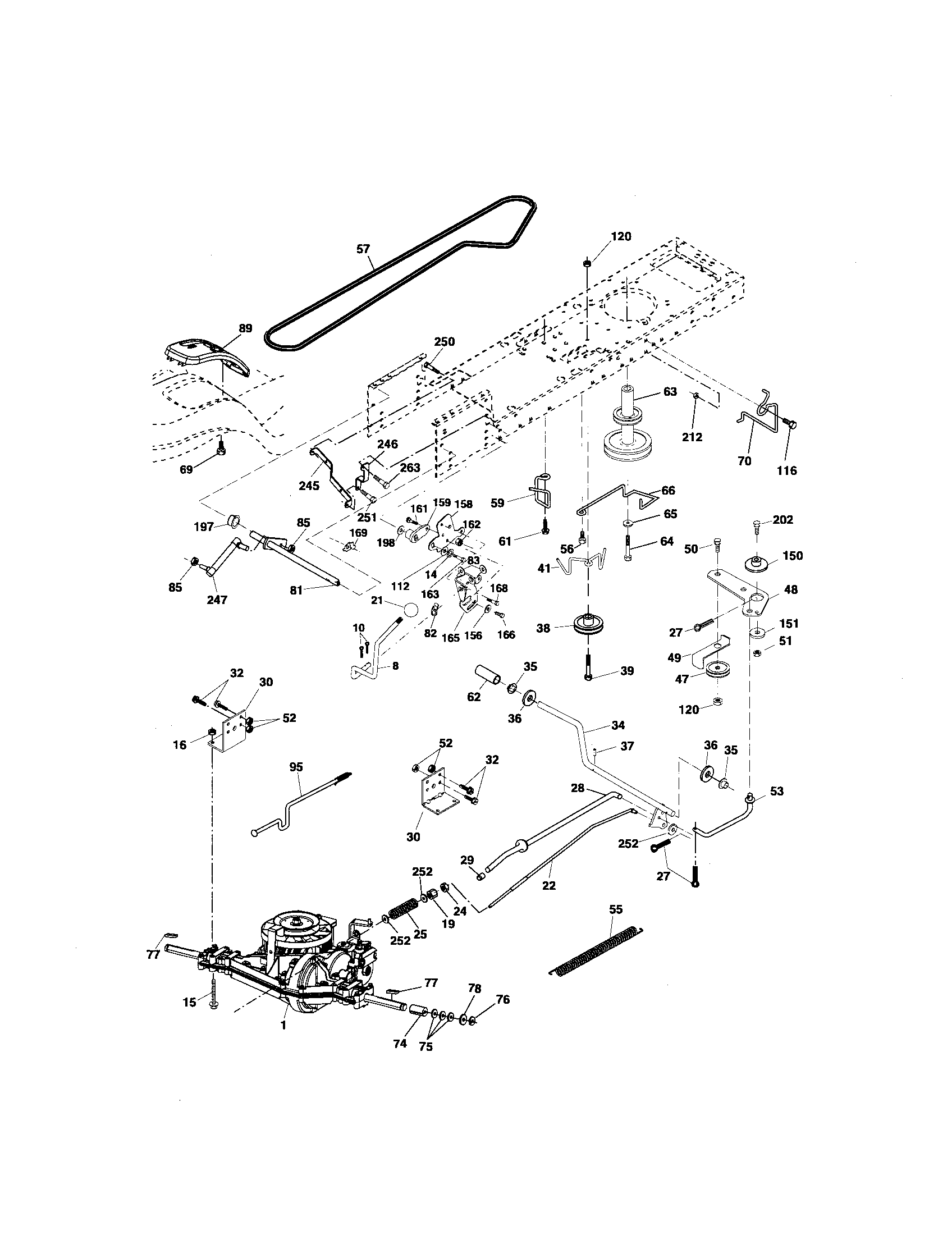 Ground Drive Diagram and Parts List for 917276821  Craftsman Lawn Tractor