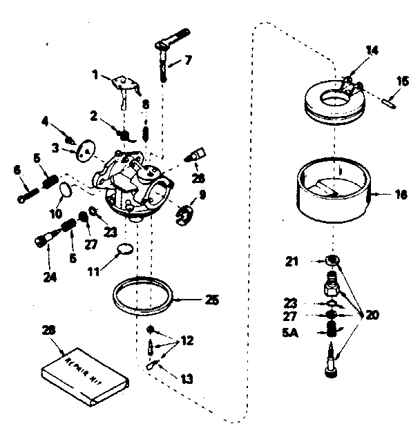Carburetor No. 632511 Diagram and Parts List for 143796112  Craftsman Engine