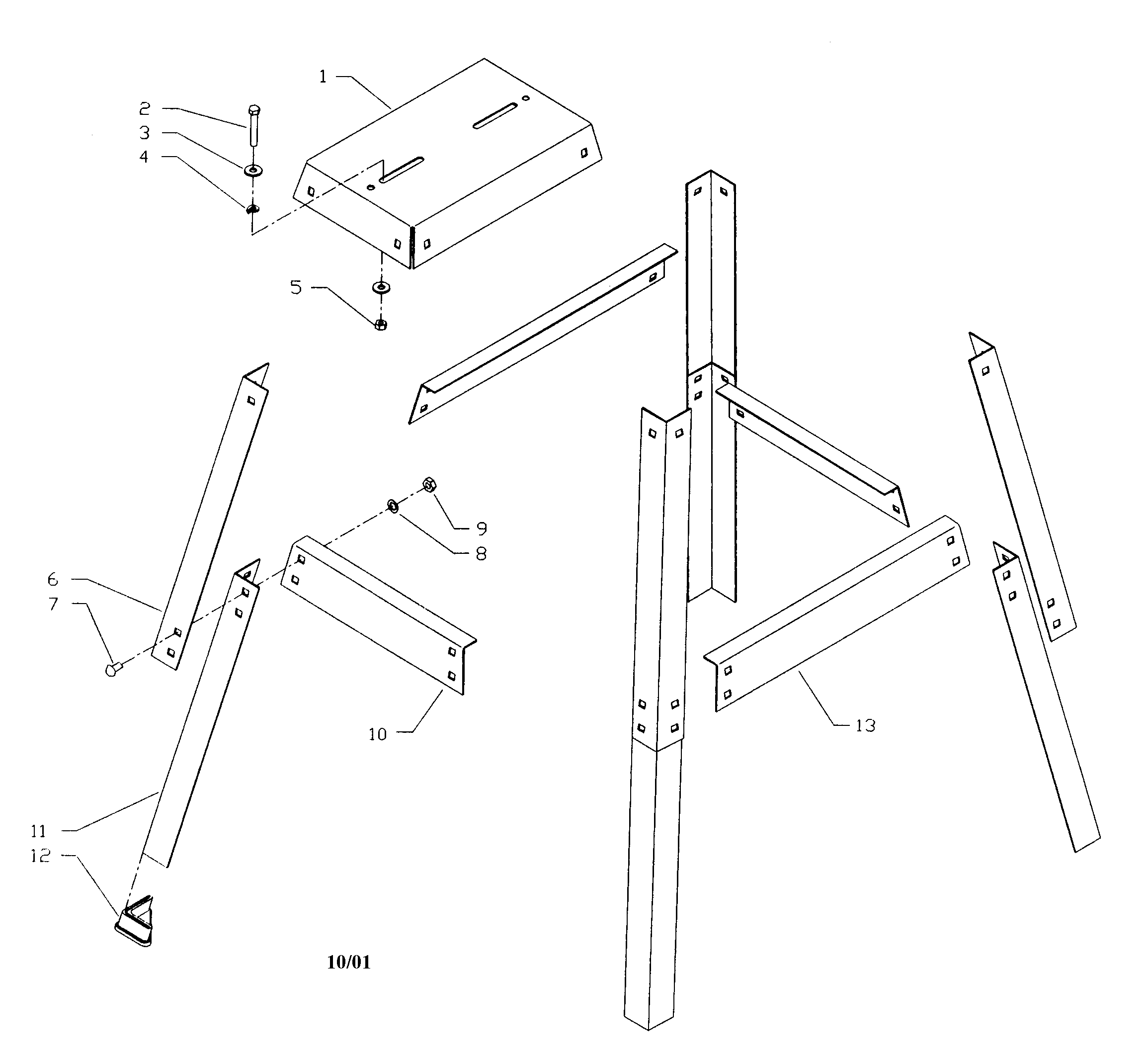 Grinder Legs Diagram and Parts List for 152211400  Craftsman Grinder
