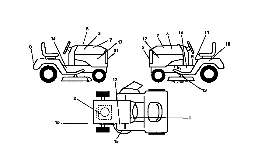 Decals Diagram and Parts List for 917258512  Craftsman Lawn Tractor