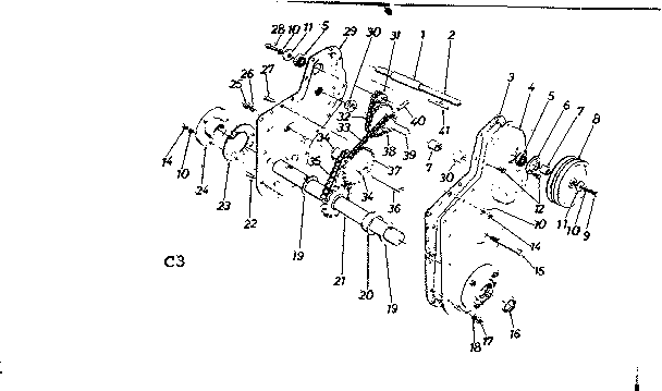 Chain Case Assembly Diagram and Parts List for 247298760  Craftsman Tiller