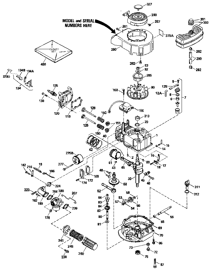 Replacement Parts Diagram and Parts List for 143414182  Craftsman Engine