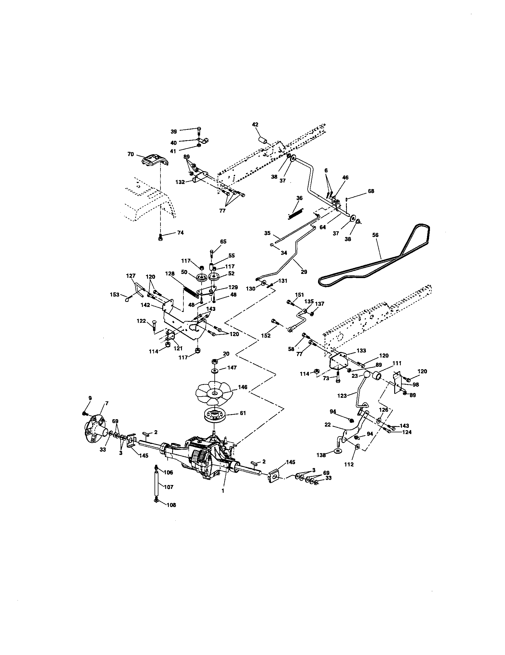 Ground Drive Diagram and Parts List for 917276220  Craftsman Lawn Tractor