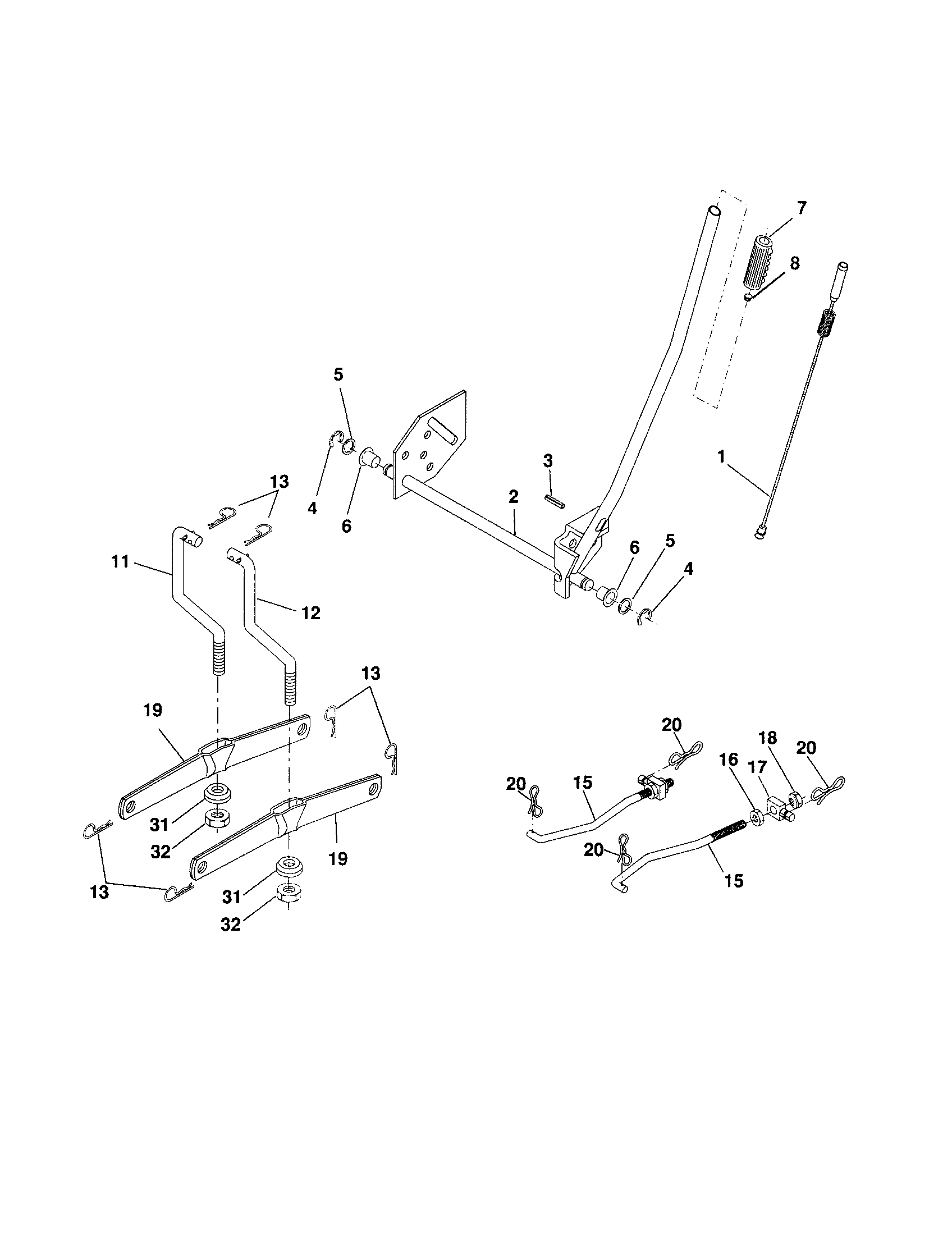 Mower Lift Diagram and Parts List for 917257400  Craftsman Lawn Tractor