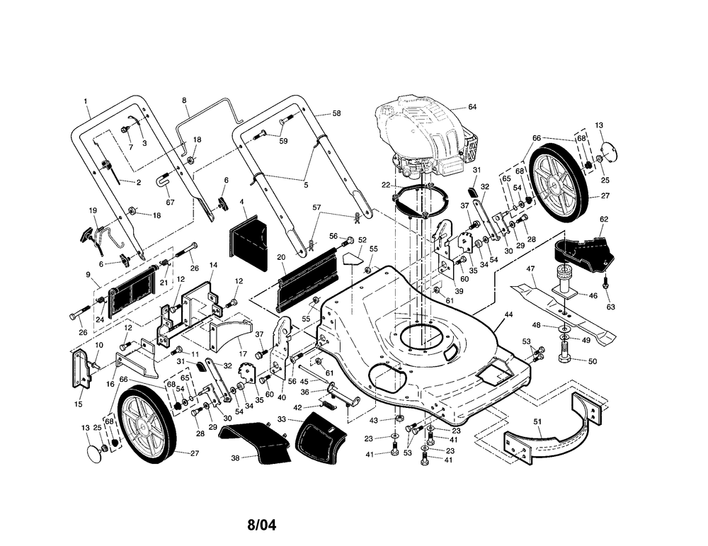 Diagram Diagram and Parts List for 917374430 Type 0 Craftsman Lawn Mower