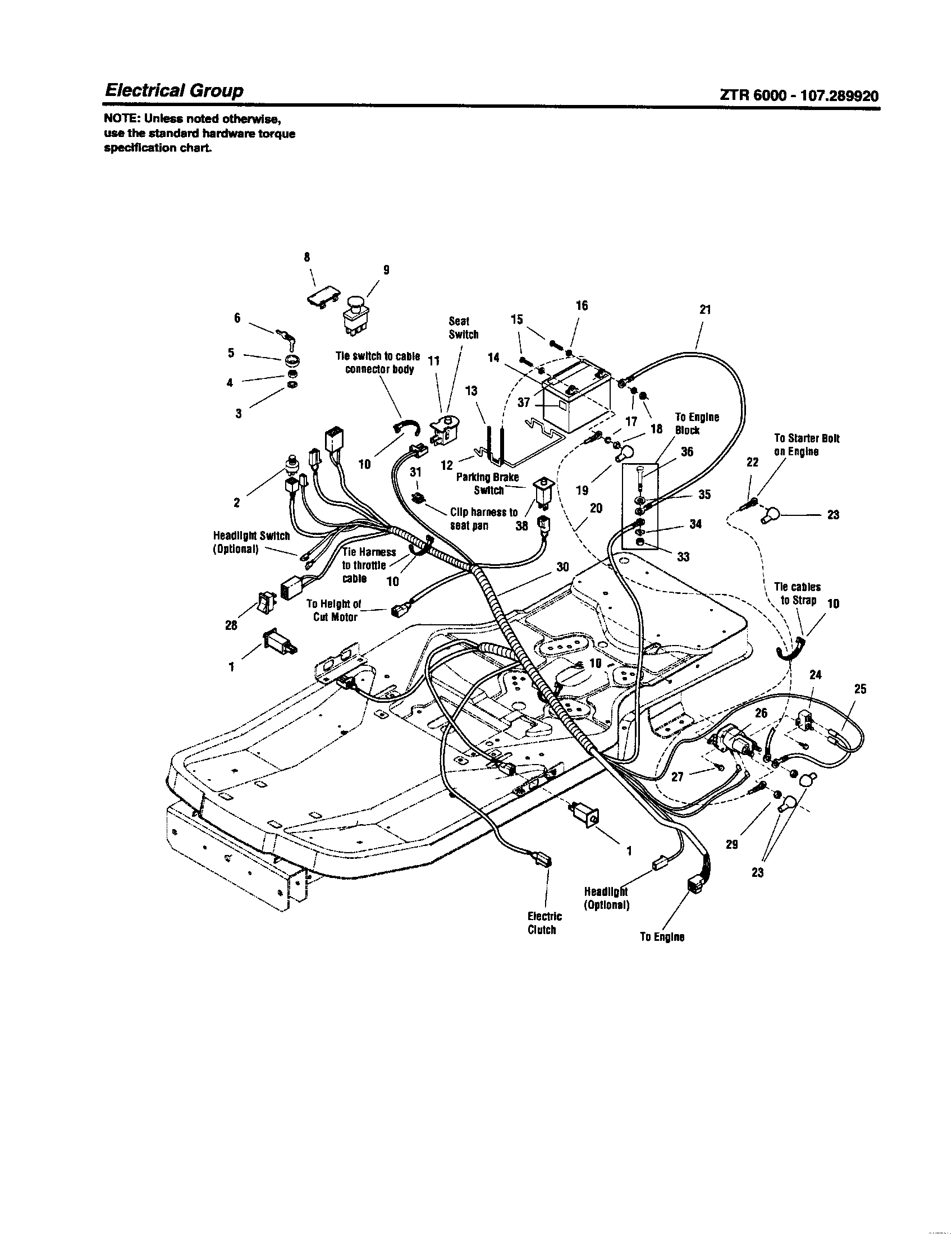 Electrical Diagram and Parts List for 107289920  Craftsman Engine