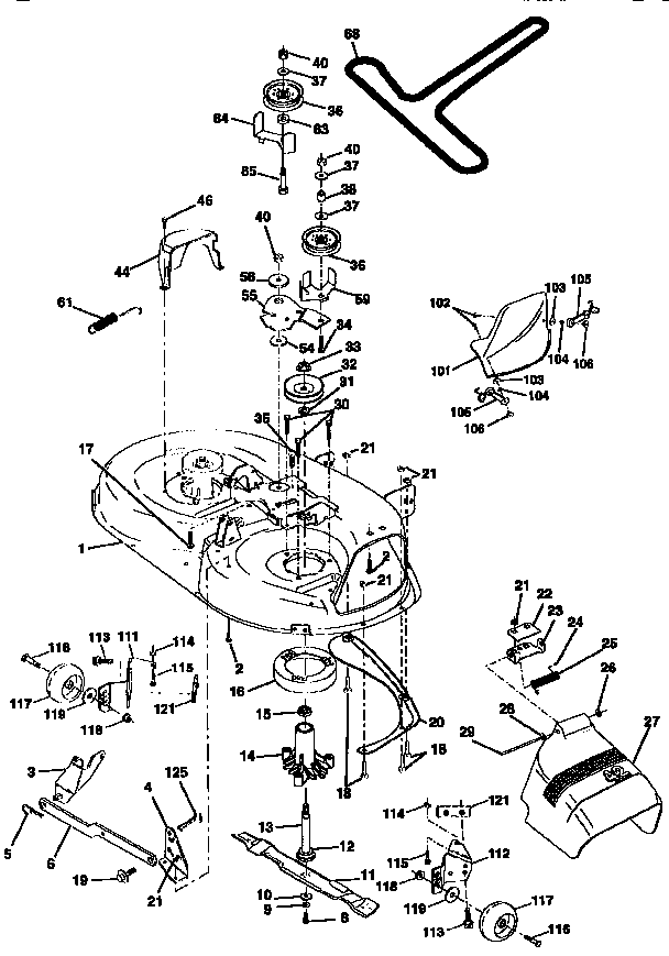 Mower Deck Diagram and Parts List for 917252581  Craftsman Lawn Tractor
