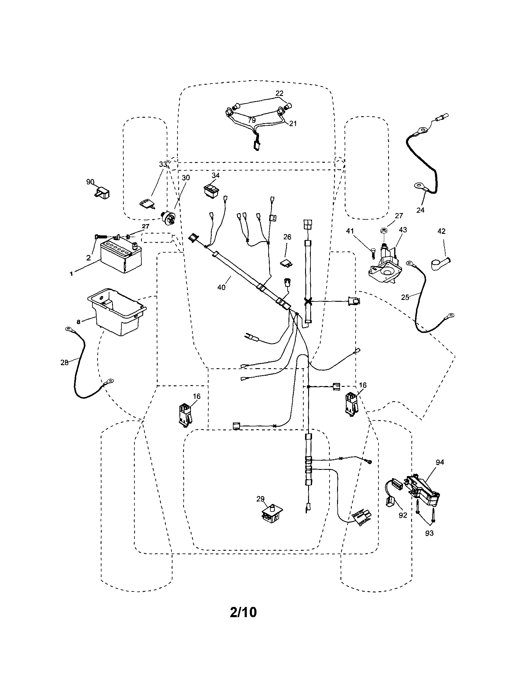 Electrical Diagram and Parts List for 917253621  Craftsman Lawn Tractor