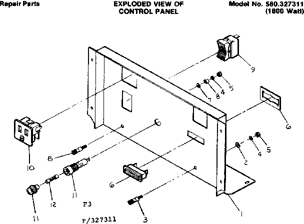 Control Panel 327311 Diagram and Parts List for 580327311  Craftsman Engine