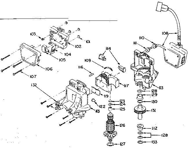 Motor & Switch Assembly No. 501562-2 Diagram and Parts List for 501562-2  Craftsman Power Motor