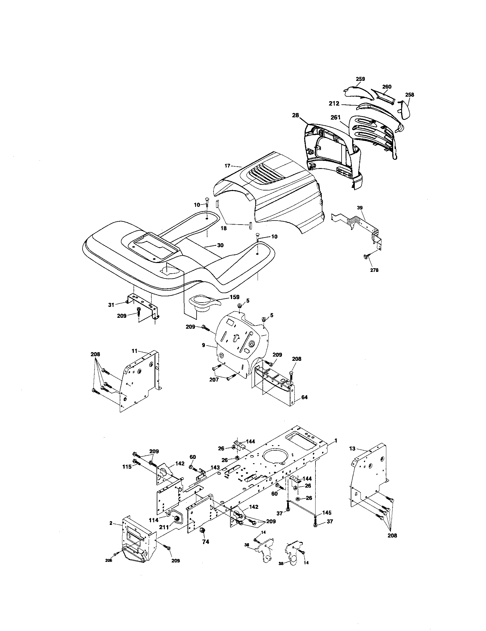 Chassis And Enclosures Diagram and Parts List for 917275751  Craftsman Lawn Tractor