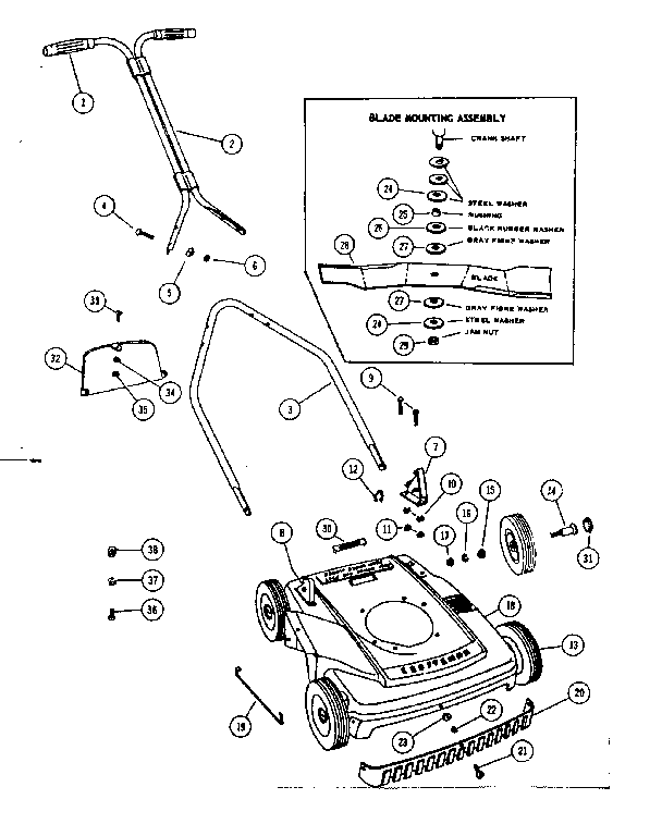 Replacement Parts Diagram and Parts List for 13181188R  Craftsman Lawn Mower