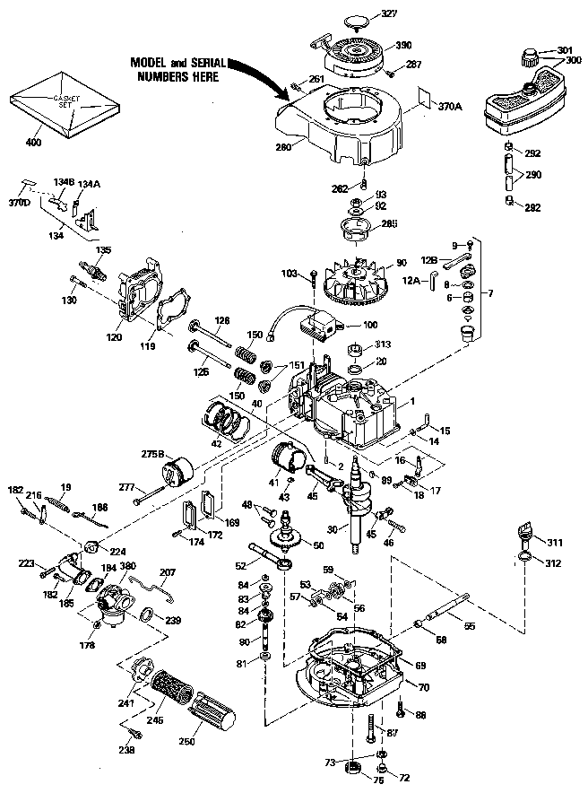 Replacement Parts Diagram and Parts List for 143414172  Craftsman Engine