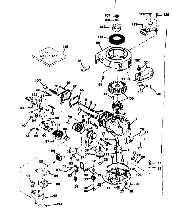 Basic Engine Diagram and Parts List for 143223022  Craftsman Engine
