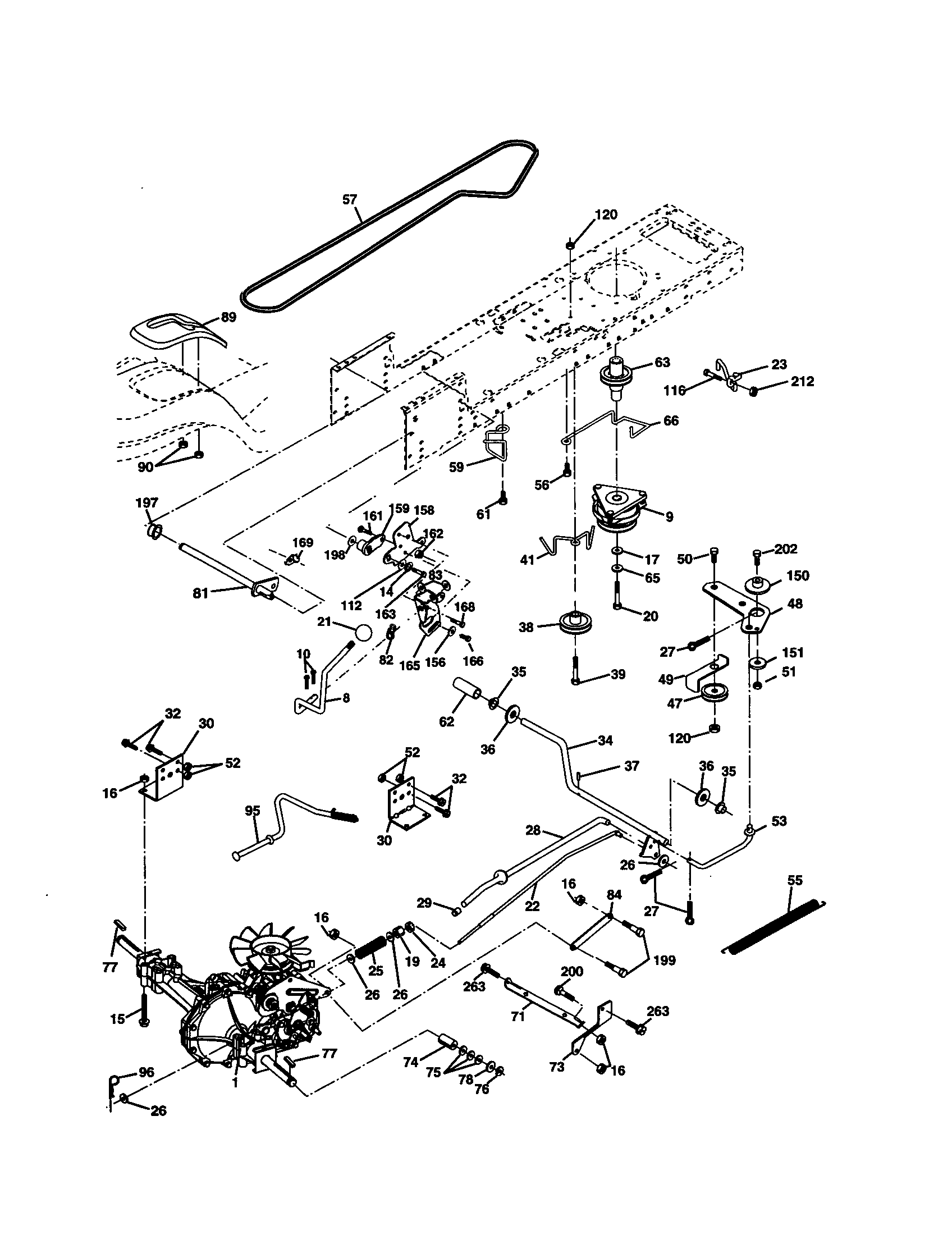 Drive Diagram and Parts List for 917277460  Craftsman Lawn Tractor