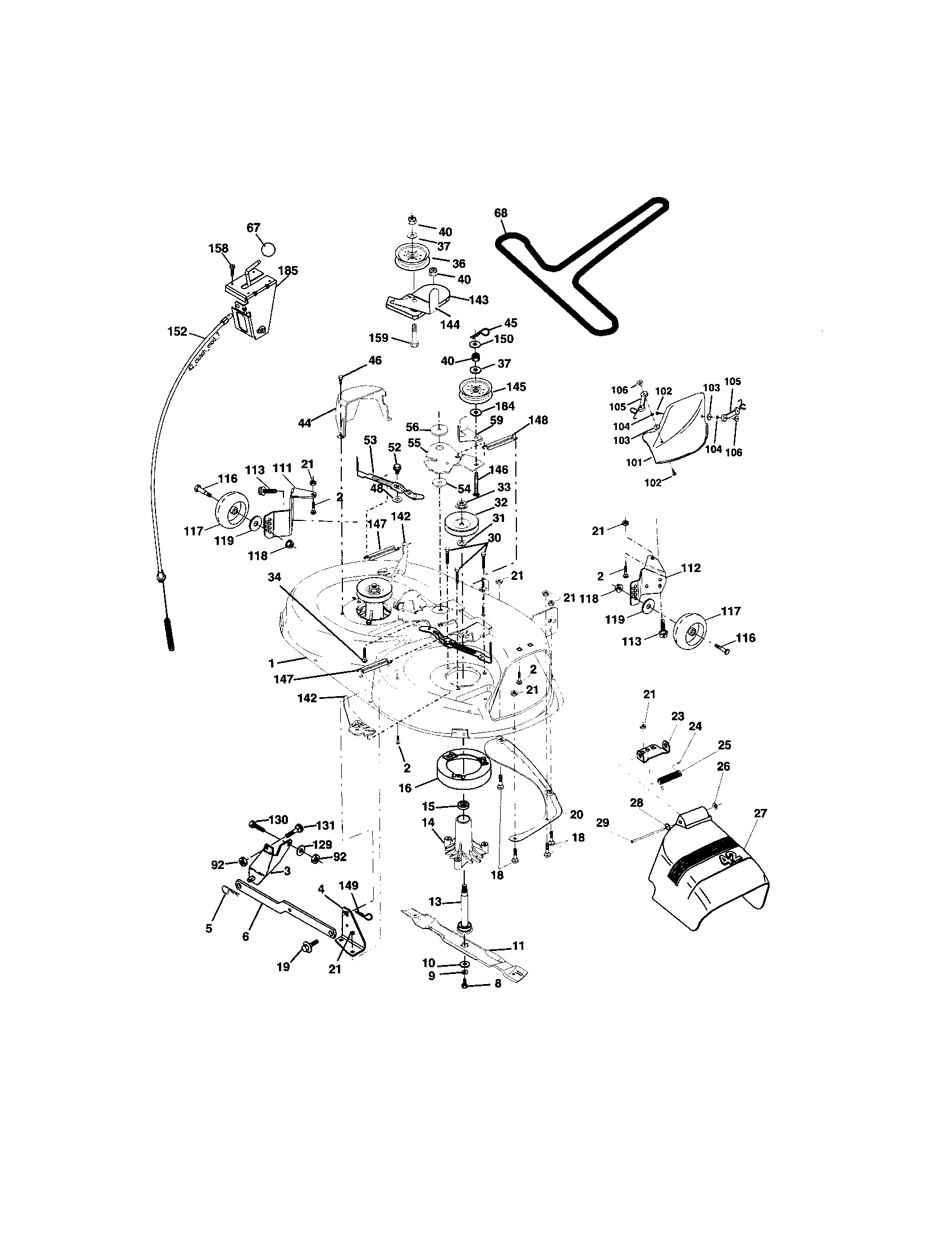 Mower Deck Diagram and Parts List for 917273135  Craftsman Lawn Tractor