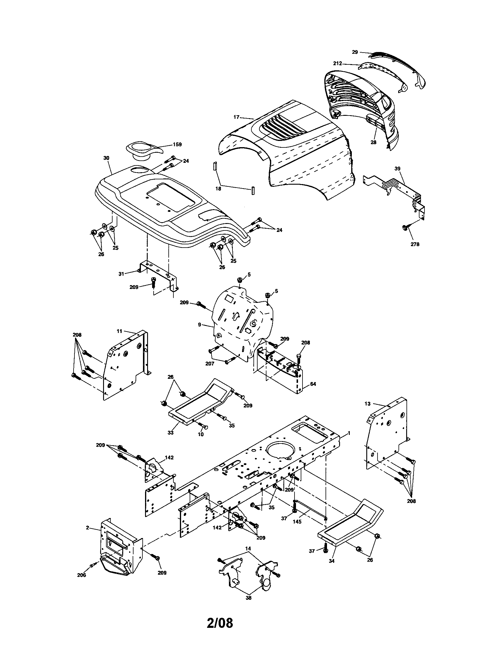 Chassis And Enclosures Diagram and Parts List for 917287073  Craftsman Lawn Tractor