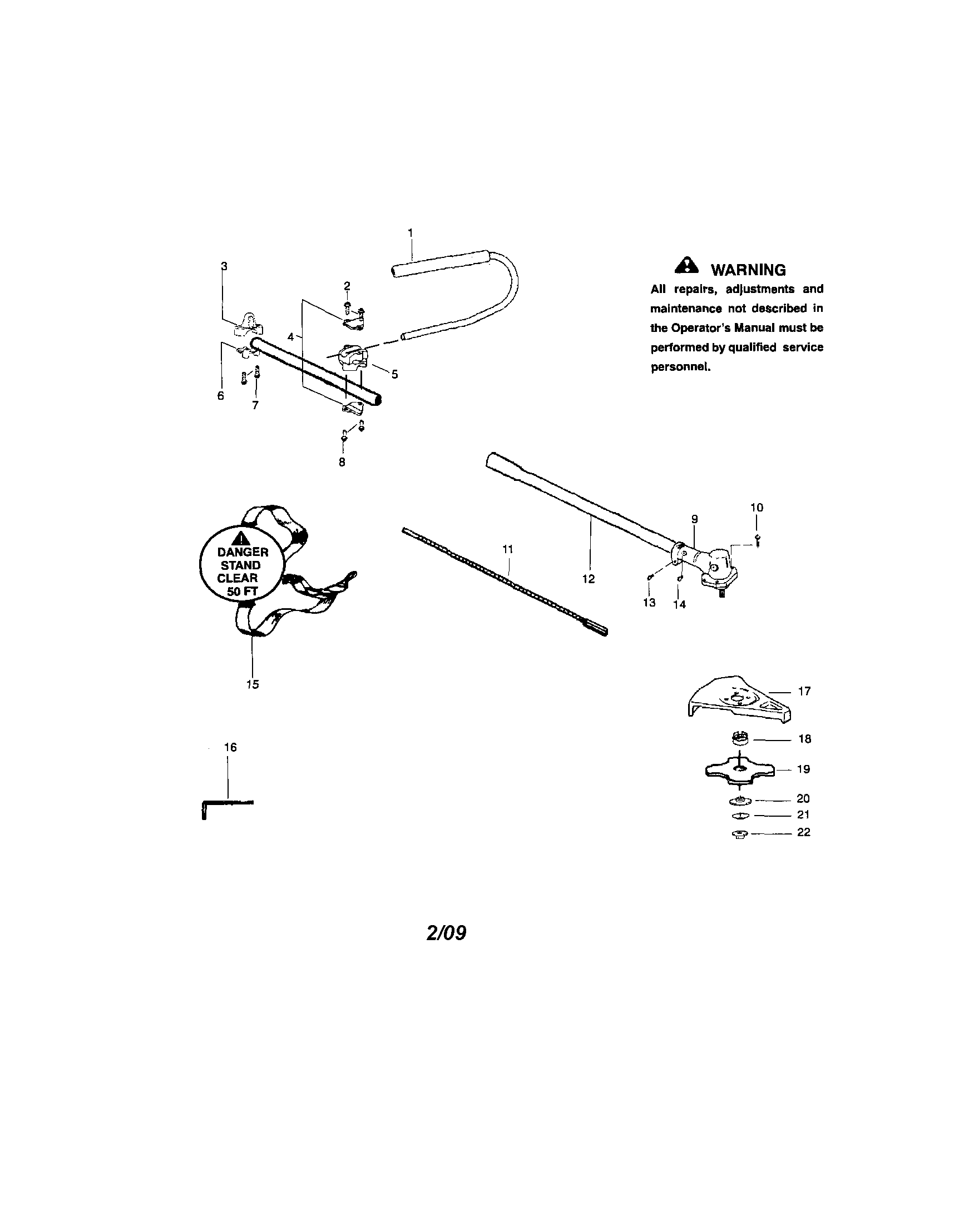 Covertible Brushcutter Attachment Diagram and Parts List for 944511591  Craftsman Trimmer